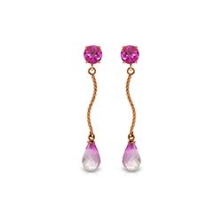 Genuine 4.3 ctw Pink Topaz Earrings 14KT Rose Gold - REF-24K4V