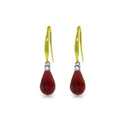 Genuine 6.7 ctw Ruby & Diamond Earrings 14KT Yellow Gold - REF-28T8A