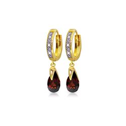 Genuine 2.53 ctw Garnet & Diamond Earrings 14KT Yellow Gold - REF-60F4Z