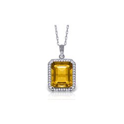 Genuine 5.4 ctw Citrine & Diamond Necklace 14KT White Gold - REF-70R5P