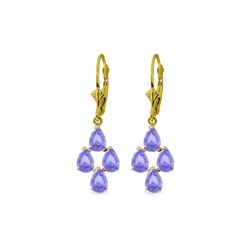 Genuine 4.5 ctw Tanzanite Earrings 14KT Yellow Gold - REF-63V2W