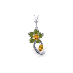 Genuine 0.87 ctw Citrine & Peridot Necklace 14KT White Gold - REF-25K4V