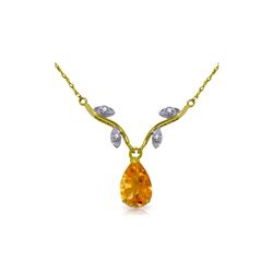 Genuine 1.52 ctw Citrine & Diamond Necklace 14KT White Gold - REF-30A7K