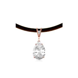 Genuine 6.01 ctw White Topaz & Diamond Necklace 14KT Rose Gold - REF-32T3A