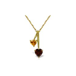 Genuine 1.40 ctw Garnet & Citrine Necklace 14KT Yellow Gold - REF-23K8V