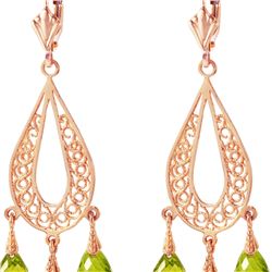 Genuine 3.75 ctw Peridot Earrings 14KT Rose Gold - REF-45P8H