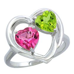 2.61 CTW Diamond, Pink Topaz & Citrine Ring 10K White Gold - REF-23M7A