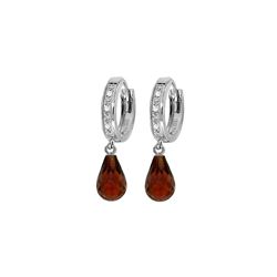 Genuine 4.54 ctw Garnet & Diamond Earrings 14KT White Gold - REF-52T2A