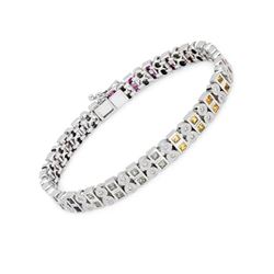 Natural 4.87 CTW Multi-Sapphire & Diamond Bracelet 14K White Gold - REF-288T2X