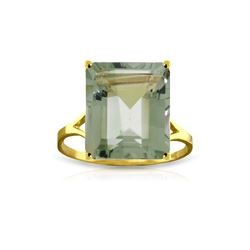 Genuine 6.5 ctw Green Amethyst Ring 14KT Yellow Gold - REF-43N8R