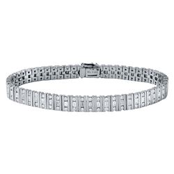 Natural 3.64 CTW Diamond & Baguette Bracelet 18K White Gold - REF-520F2M