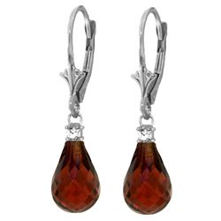 Genuine 4.6 ctw Garnet & Diamond Earrings 14KT White Gold - REF-30P2H