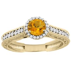 0.99 CTW Citrine & Diamond Ring 14K Yellow Gold - REF-57X2M