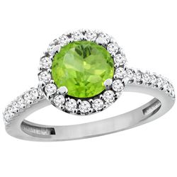 1.13 CTW Peridot & Diamond Ring 14K White Gold - REF-60V5R