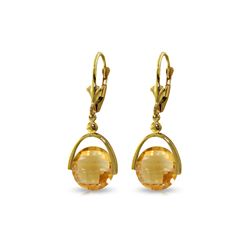 Genuine 6.5 ctw Citrine Earrings 14KT Yellow Gold - REF-43R4P