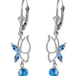 Genuine 0.80 ctw Blue Topaz Earrings 14KT White Gold - REF-38P2H