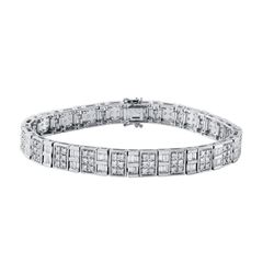 Natural 4.71 CTW Baguette & Diamond Bracelet 18K White Gold - REF-659N7Y