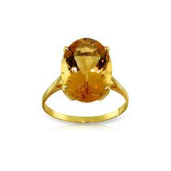 Genuine 6 ctw Citrine Ring 14KT Yellow Gold - REF-44A4K