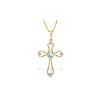 Image 1 : Genuine 0.57 ctw Aquamarine & Diamond Necklace 14KT Yellow Gold - REF-42R2P
