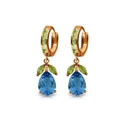 Genuine 14.3 ctw Blue Topaz & Peridot Earrings 14KT Rose Gold - REF-82T9A