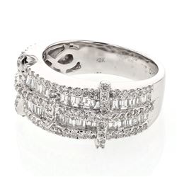 Natural 1.57 CTW Baguette & Diamond Ring 18K White Gold - REF-213W3H