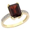 Image 1 : 3.70 CTW Garnet & Diamond Ring 10K Yellow Gold - REF-33Y6V