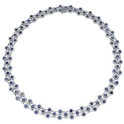 Natural 26.09 CTW Sapphire & Diamond Necklace 14K White Gold - REF-1160T3X