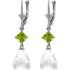 Image 1 : Genuine 11 ctw White Topaz & Peridot Earrings 14KT White Gold - REF-39R3P