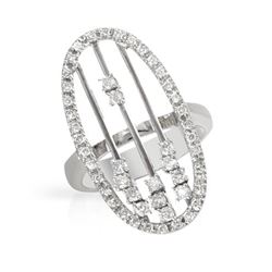 Natural 0.67 CTW Diamond Ring 18K White Gold - REF-145F8M