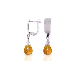 Genuine 2.5 ctw Citrine Earrings 14KT White Gold - REF-22Y3F