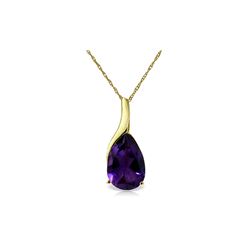 Genuine 5 ctw Amethyst Necklace 14KT Yellow Gold - REF-31F9Z