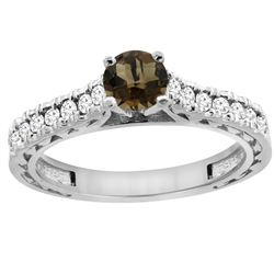 0.86 CTW Quartz & Diamond Ring 14K White Gold - REF-62M4A