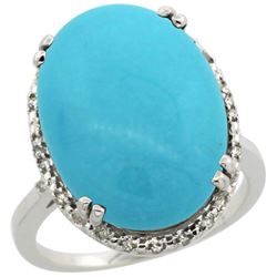 13.71 CTW Turquoise & Diamond Ring 10K White Gold - REF-77W5F