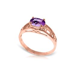 Genuine 1.15 ctw Amethyst Ring 14KT Rose Gold - REF-32M3T