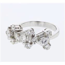 Natural 2.06 CTW Baguette & Diamond Ring 18K White Gold - REF-303T3X