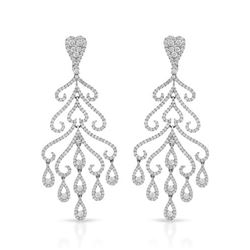 Natural 5.11 CTW Diamond Earrings 14K White Gold - REF-670W5H