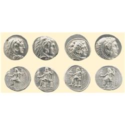 LOTS OF GREEK COINS - 4 ALEXANDER AR TETRADRACHMS