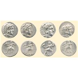 LOTS OF GREEK COINS - 4 ALEXANDER AR TETRADRACHMS