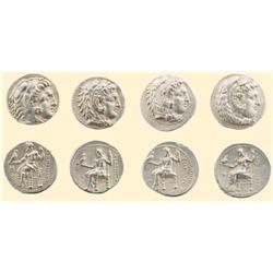 LOTS OF GREEK COINS - 4 ALEXANDER AR TETRADRACHMS