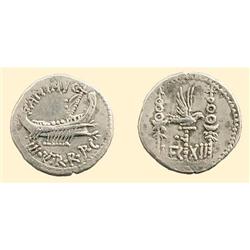 ROMAN COINS - REPUBLIC - AR DENARIUS MARK ANTONY GALLEY