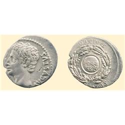 ROMAN COINS - Augustus - AR Denarius CIVIC CROWN