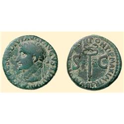 ROMAN COINS - Tiberius - AE AS CADUCEUS