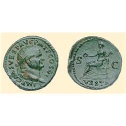 ROMAN COINS - Vespasian - AE Dupondius VESTA