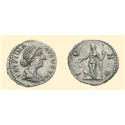 ROMAN COINS - Faustina Junior - AR Denarius JUNO