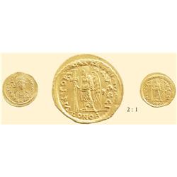 BYZANTINE COINS - Anastasius I - GOLD SOLIDUS OVERSTRIKE