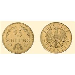 AUSTRIA COINS 25 Shillings 1927 (5.89 g), Vienna. Eagle / Val