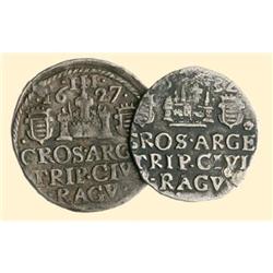 CROATIA COINS Ragusa. Lot of 2 pieces. 3 Gros 1627 (good very