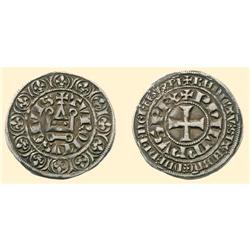 FRANCE COINS Gros tournois (4.03 g). Cross / Castle. Ciani 20