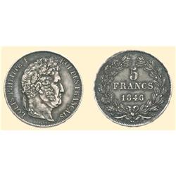 FRANCE COINS 5 Francs 1846 (24.99 g), Strassburg. Head right