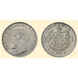 ROMANIA COINS 1 LEU 1900, silver (5.02 g), Hamburg. CAROL I R